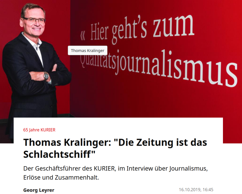 Die Zeitung ist ein Schlachtschiff, meint der Kurier