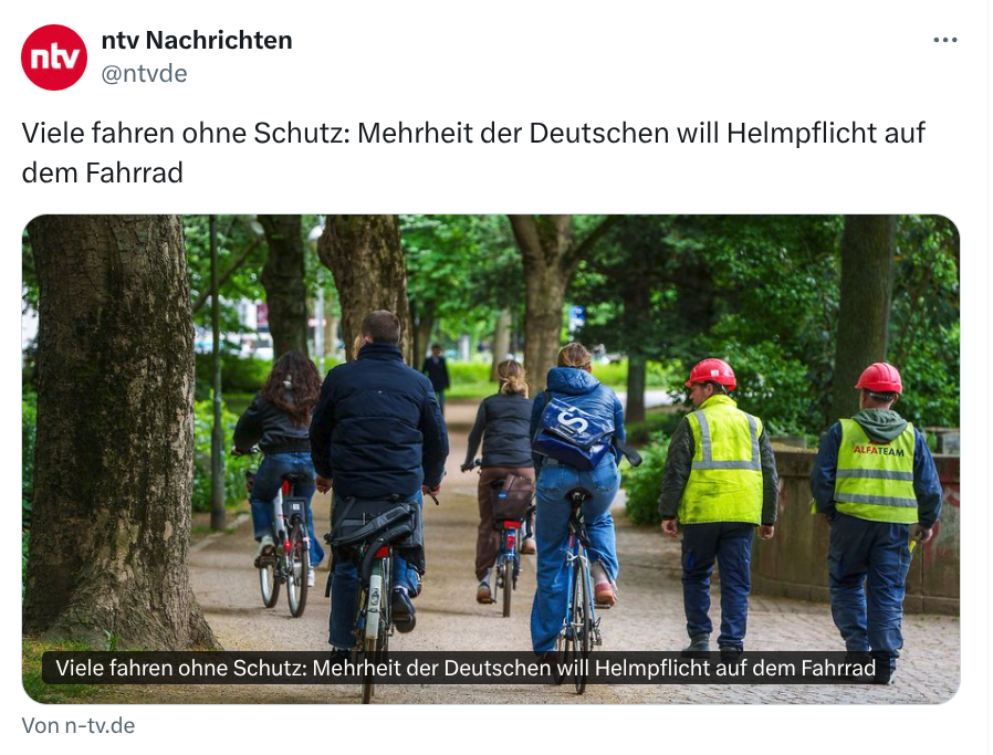 Radfahrende müssen vor sich selbst geschützt werden.